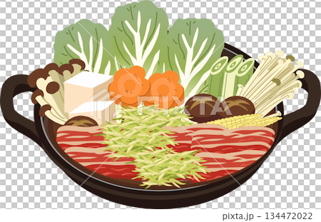 japanese hot pot nabe with beef vegetables tofu and mushrooms served in a clay pot japanese hot pot nabe with beef vegetables tofu and mushrooms served in a clay pot 134472022
