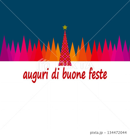 ハッピーホリデーズ auguri di buone feste クリスマスツリー グラデーション ハッピーホリデーズ auguri di buone feste クリスマスツリー グラデーション 134472044
