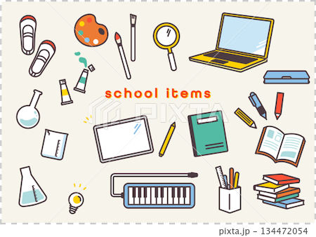 可用於裝飾的小學用品圖示插圖素材 134472054