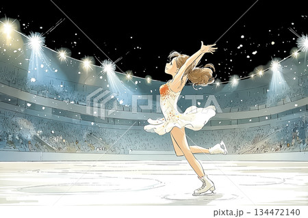 光をまとう回転 ― フィギュアスケート、頂点の瞬間 134472140