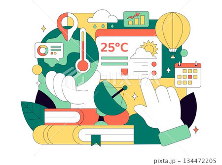 Meteorologist Vector Illustration Featuring A Weather Forecaster Analyzing Atmospheric Precipitation Maps And Weather Patterns on a Flat Background Meteorologist Vector Illustration Featuring A Weather Forecaster Analyzing Atmospheric Precipitation Maps And Weather Patterns on a Flat Background 134472205