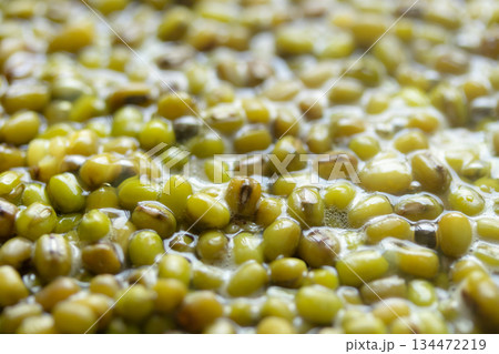 Boiled mung bean in the water. Close-up Boiled mung bean in the water. Close-up 134472219