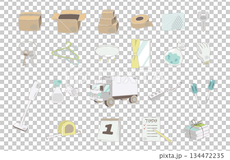 Hand drawn moving preparation icon set 134472235