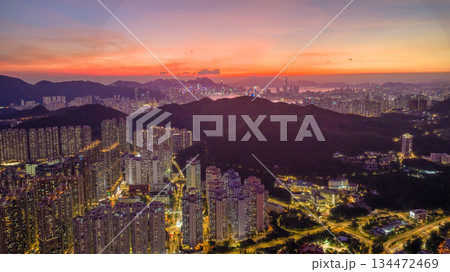 Modern Cityscape of Tseung Kwan O at twilight Nov 10 2022 134472469
