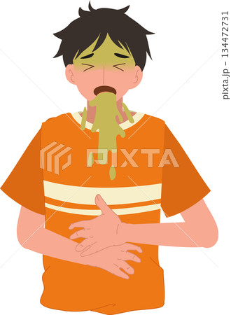 vomiting and nausea concept. sick young man with stomach pain food poisoning and illness. vomiting and nausea concept. sick young man with stomach pain food poisoning and illness. 134472731