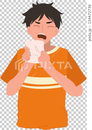 pediatric health illness concept. A man holding tissue sneezing allergy symptoms pediatric health pediatric health illness concept. A man holding tissue sneezing allergy symptoms pediatric health 134472736
