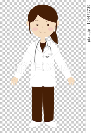 笑顔で手を広げる女医 134472739