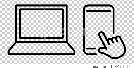 スマートフォンとノートパソコンのアイコン 134473116