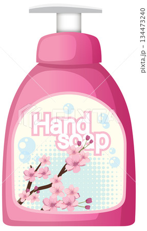 Pink Liquid Hand Soap Bottle with Cherry Blossom Design 134473240