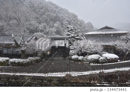 疎水べり門前の雪景色 134473441