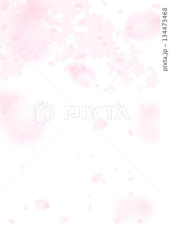 淡くぼやけた幻想的な桜の縦向きイラスト 134473468