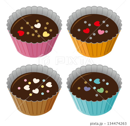 バレンタインデーの手作りチョコレートのイラストレーション。 134474263