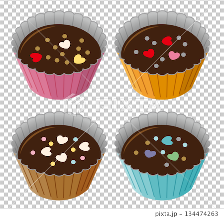 バレンタインデーの手作りチョコレートのイラストレーション。 134474263