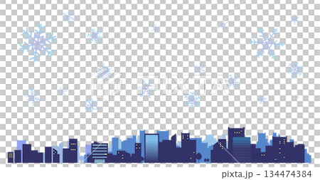 雪の結晶とシンプルな街並みのシルエットのイラスト素材 背景イラスト 都市景観 雪の結晶とシンプルな街並みのシルエットのイラスト素材 背景イラスト 都市景観 134474384