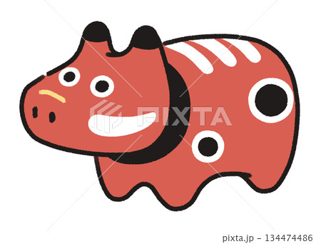 かわいい赤べこのイラスト かわいい赤べこのイラスト 134474486