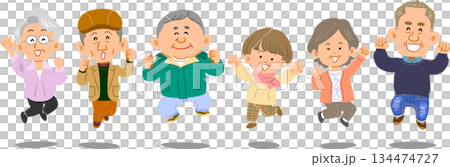 老年男女排成一排 134474727