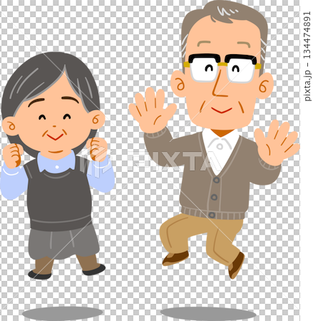 跳躍的資深夫婦 134474891