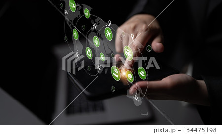 Global net zero and environmental sustainability network concept Parse 134475198