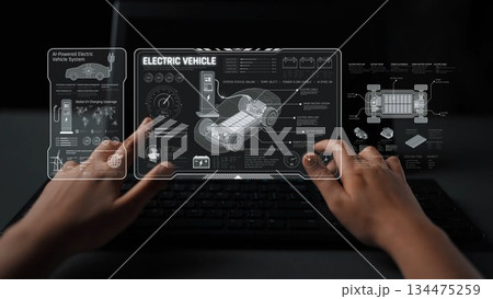 Electric Vehicle Technical Blueprint and Smart Power Monitoring Marrow 134475259