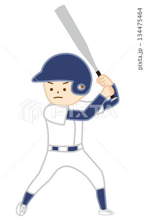 バットを持ち野球をする男の子 バットを持ち野球をする男の子 134475464