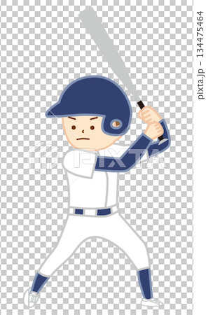バットを持ち野球をする男の子 バットを持ち野球をする男の子 134475464