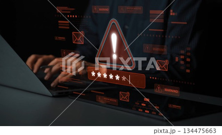 Password security breach warning with red asterisk box Marrow Password security breach warning with red asterisk box Marrow 134475663