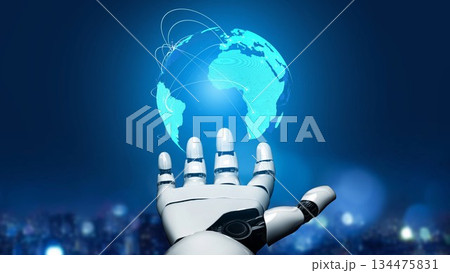 AI visualizes global data flow and digital connectivity Thunk 134475831