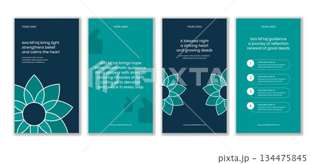 Night Journey Of Prophet Muhammad Isra Mi'raj Flat Cartoon Social Media Stories Illustration 134475845