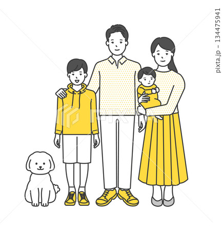 家族のイラストベクター素材(2世代・4人家族) 家族のイラストベクター素材(2世代・4人家族) 134475941