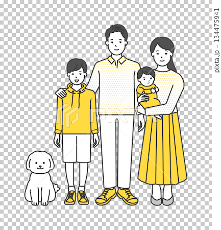 家庭插畫向量素材（兩代人，4人家庭） 134475941