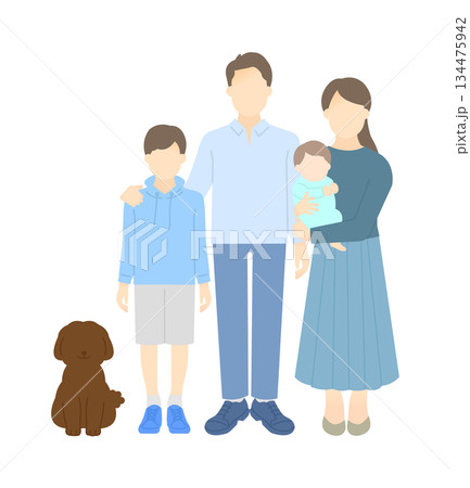 家族のイラストベクター素材(2世代・4人家族) 家族のイラストベクター素材(2世代・4人家族) 134475942