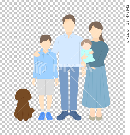 家庭插畫向量素材（兩代人，4人家庭） 134475942