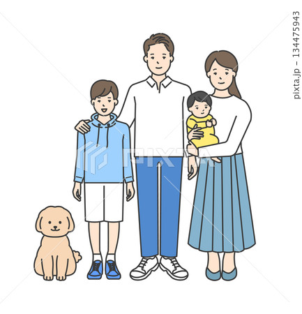 家族のイラストベクター素材(2世代・4人家族) 家族のイラストベクター素材(2世代・4人家族) 134475943