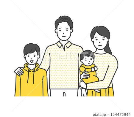 家族のイラストベクター素材(2世代・4人家族) 家族のイラストベクター素材(2世代・4人家族) 134475944
