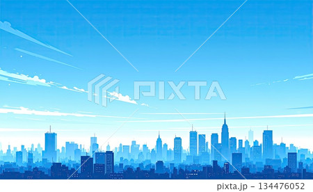 《AI画像》青空が広がる大都市の風景 134476052
