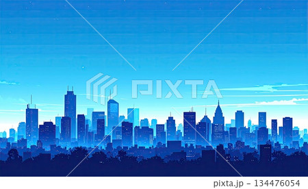 《AI画像》青空が広がる大都市の風景 134476054