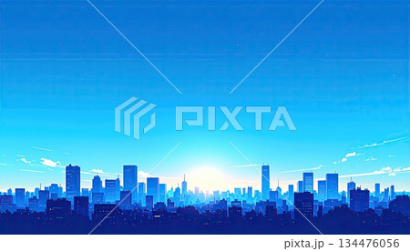 《AI画像》青空が広がる大都市の風景 134476056