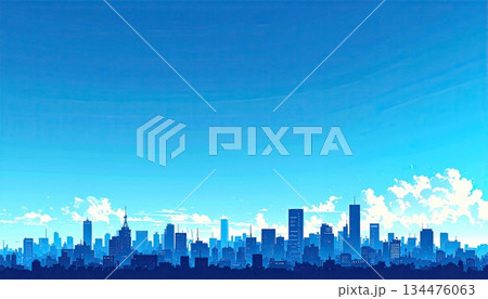 《AI画像》青空が広がる大都市の風景 134476063
