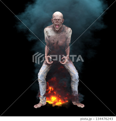 燃える男性ゾンビ 134476243