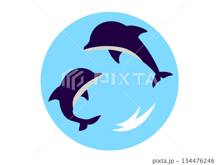 ジャンプするイルカのアイコン 134476246