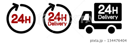 24時間配送を表すシンプルなアイコン 134476404