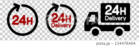 24時間配送を表すシンプルなアイコン 134476404