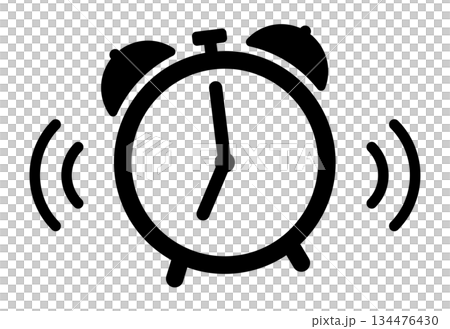 一個簡單的鬧鐘圖標，帶有響鈴聲 134476430