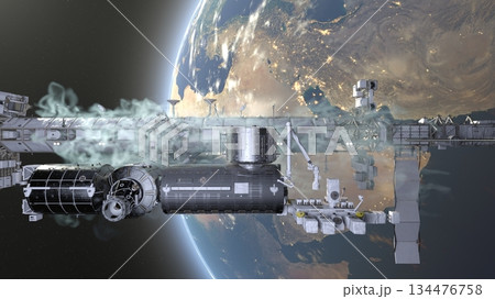 人工衛星と地球 人工衛星と地球 134476758