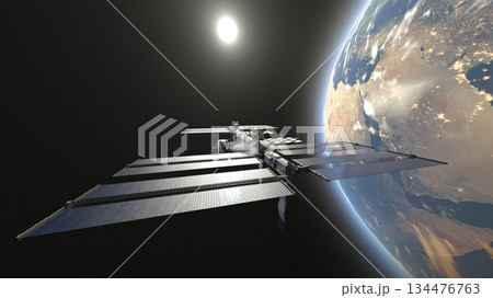 人工衛星と地球 人工衛星と地球 134476763