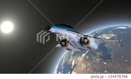 人工衛星と地球 134476766