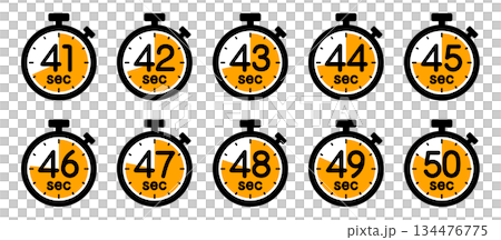 時間を示すストップウォッチのアイコン（41秒/42秒/43秒/44秒/45秒/46秒/47秒/48秒 134476775
