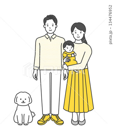 家族のイラストベクター素材(2世代・3人家族) 家族のイラストベクター素材(2世代・3人家族) 134476952