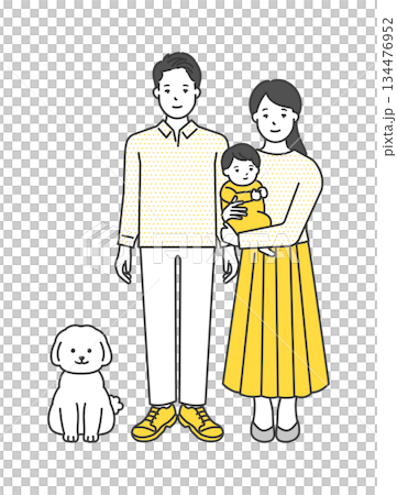 家族のイラストベクター素材(2世代・3人家族) 家族のイラストベクター素材(2世代・3人家族) 134476952