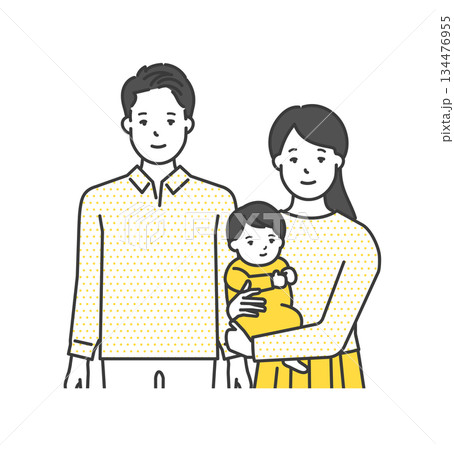 家族のイラストベクター素材（2世代・3人家族） 134476955